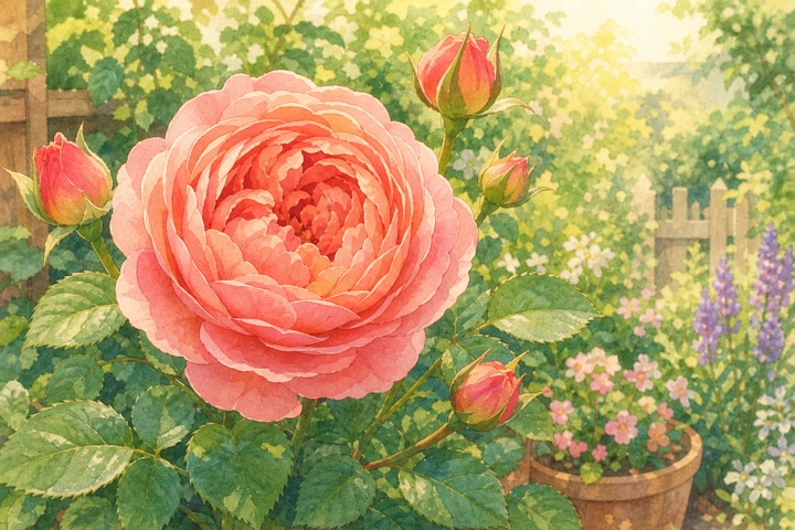 ジュビリー・セレブレーションの花色をイメージしたかわいいイラスト