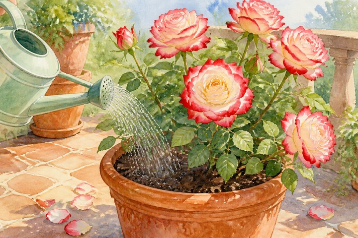 ダブル・デライトの鉢植え水やりのイメージ