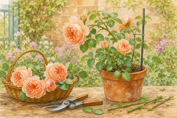 かおりかざりの剪定と切り花を楽しむイメージ